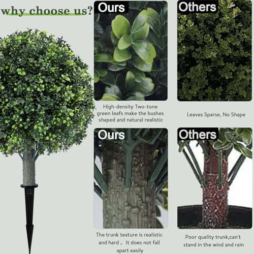 16" Artificial Boxwood Topiary Trees, UV Resistant Outdoor/Indoor Faux Plants Realistic Landscaping Decor for Porch Garden Entryway-2 Pack - color: Boxwood Tree