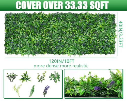 Grooy Artificial Boxwood Roll Panels, Grass Wall Panels 40"x120"(33.33 SQFT), Privacy Hedge Fence Screen with UV Protection, Fake Greenery Backdrop for Indoor Wedding and Outdoor Garden Backyard - color: Dracaena, size: 40''x120''