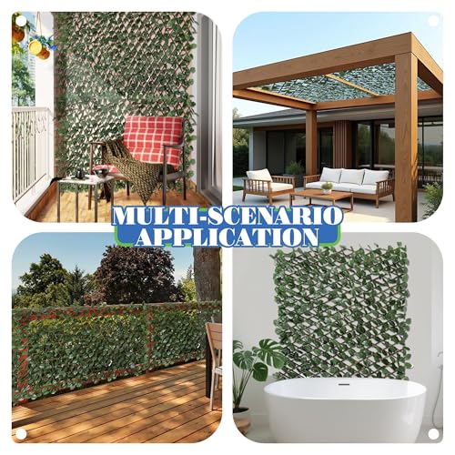 ECOOPTS Expandable Artificial Leaf Faux Ivy Sweet Potato Leaves Privacy Fence Screen, Stretchable Decorative Fencing Panel for Balcony Patio Outdoor (Single Sided Leaves, 2 Pieces) - color: Single Side IVY, size: 2 Pieces