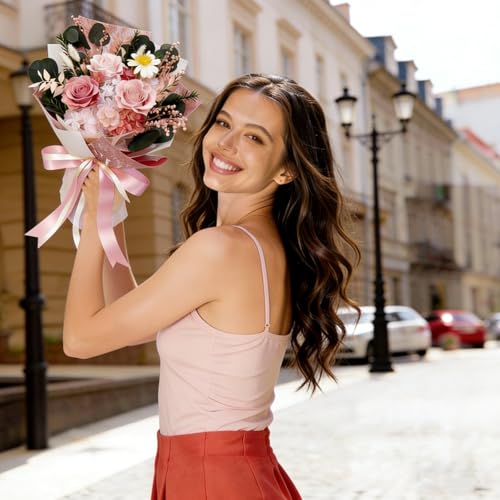 Forever Flower Gifts for Her: Romantic Flowers for Graduation-Daughter Girlfriend Wife Mom Grandma-Preserved Rose Bouquets-Flowers for Delivery Prime on Birthday Anniversary Valentines (pink) - color: Pink1