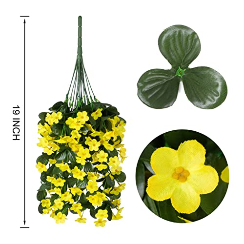 Artificial Faux Hanging Plants Flowers for Outdoor Spring Summer Decor, 2 PCS Fake Silk Yellow Daisy Long Vines Orchid UV Resistant Realistic Mums for Outside Home Porch Patio Balcony Planter - color: Yellow