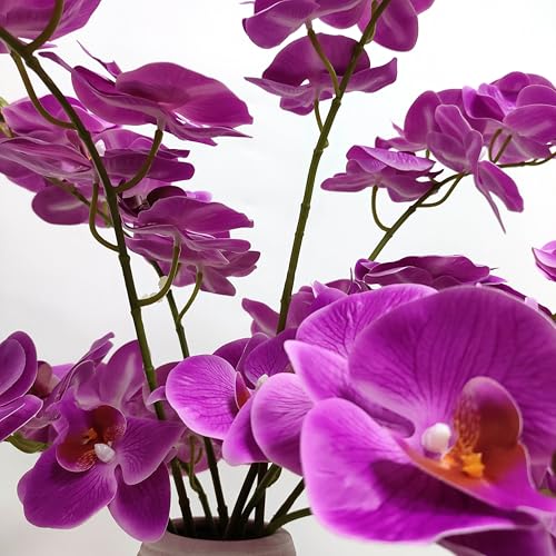 10 Pack Purple Orchid Artificial Flowers Real Touch, 27'' Artificial Fake Faux Silk Orchid Stem Bouquets for Wedding Party Home Garden Decor,Orquideas Artificiales para Decora (excluding the vase) - color: Purple