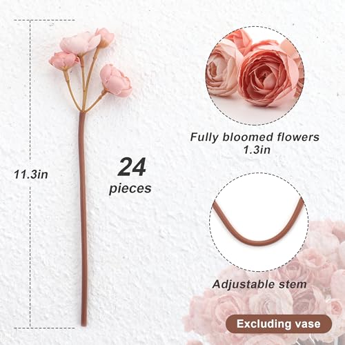 24 Stems Artificial Ranunculus Flowers - 96 Bloom Faux Silk Ranunculus Bouquet for Wedding Decorations, Home Décor, Holiday Arrangements & Large Event Centerpieces (Mixed Light Pink) - color: Mixed Light Pink