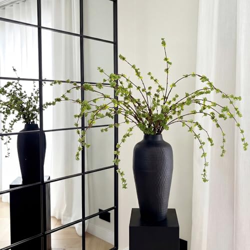Zeyune 10 Pcs Artificial Branches with Green Buds 40" Evergreen Faux Plastic Plant Stem Picks Sprigs for Vase DIY Home Office Wedding Party Indoor and Outdoor Spring Decor, No Vase (Regular Style) - color: Green, size: Regular Style
