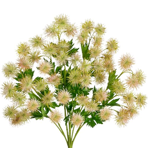 Hollyone 9 Heads Dandelion Artificial Flowers 5Pcs Faux Dandelions Flowers Bush Arrangement Bouquets Fake Ball Flower Stem for Indoor Home Decor Table Office Party Wedding Decoration Yellowish Orange - color: Yellowish Orange