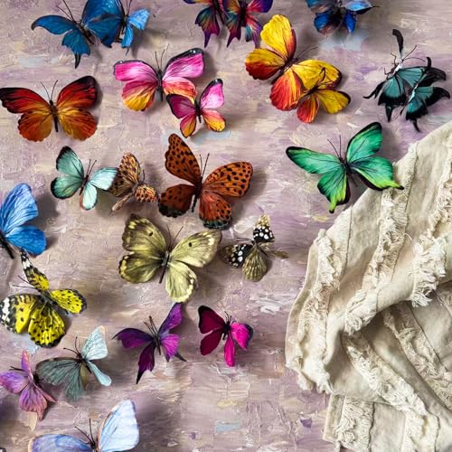 Artificial Butterfly,3D Artificial Butterfly Clips,Silk Floral Butterflies, Suitable for Home Decoration, Flower Arrangement and Foil The Festive Atmosphere (8 Pcs) - color: Orange-8 Pcs