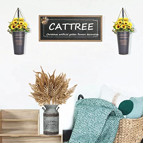 Artificial Golden Flowers Decoration, Plastic Grass Faux Boston Fake Fern Gold Leaves Simulation Setaria Bushes Home Indoor Outdoor Garden Wedding Hall Table Planter Filler DIY Christmas Decor 4 Pack - color: Gold Boston Grass 2pcs & Tail Grass 2pcs