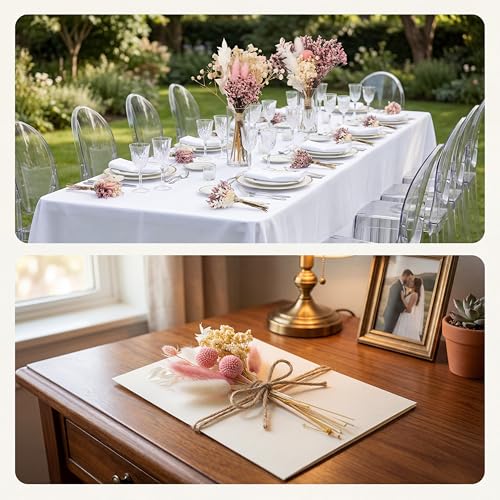 LUXEEASE DIY Boho Dried Flowers Bouquet 141 Stems, 9 Kinds Natural Preserved Flowers (Pink/White) Mini Dried Flower Arrangements for Home Wedding Centerpiece - color: Blush & Cream
