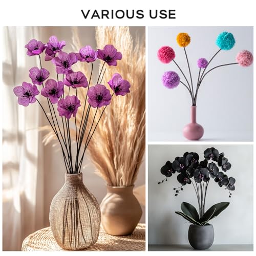 60 Pack Flower Stems, Floral Wire Stems, 2 Gauge Brown Floral Stem Wire for Paper Wrapped Wreath Making Supplies - color: Brown