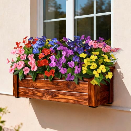 Hommyea Artificial Fake Flowers for Outdoor, 6 Bundles UV Resistant Faux Plants Decoration Silk Flowers No Fade Plastic Flowers for Outside Planters Home Porch Patio Yard Garden Decor - color: Multi Color