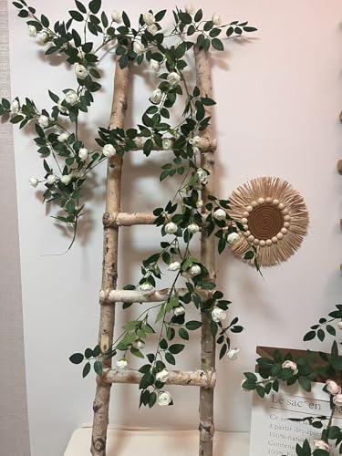 2PCS x 6FT Bendable Rose Vine Hanging Flower Garland Wildflower Floral Garland for Wall Decor Trellis Fence Home Room Decoration (White, 2pcs) - color: White, size: 2pcs