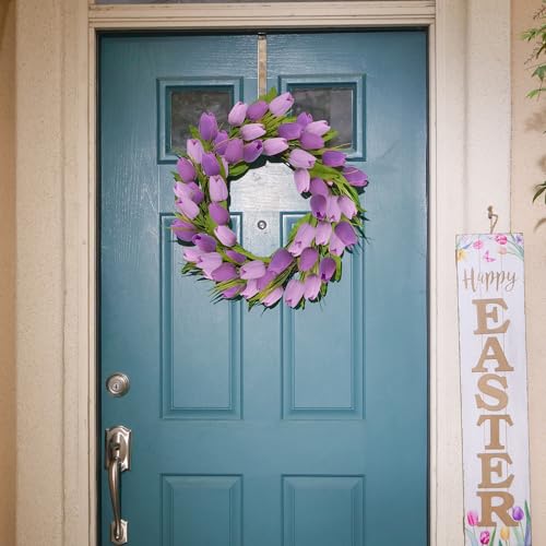 Artificial Tulips Flowers Fake Latex Tulip Stems - 30pcs Real Touch Faux Multicolor Tulips Flower for Easter Spring Wedding Bouquet Centerpiece Floral Arrangement Cemetery Table Decor - color: Purple, Lavender Purple