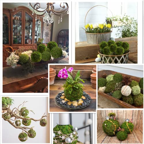 Usmola 18pcs Fake Moss Balls, 6pcs 3.2" Faux Green Balls + 12pcs 2" Artificial Moss Decorative Balls for Centerpiece Bowls (Fresh Green)