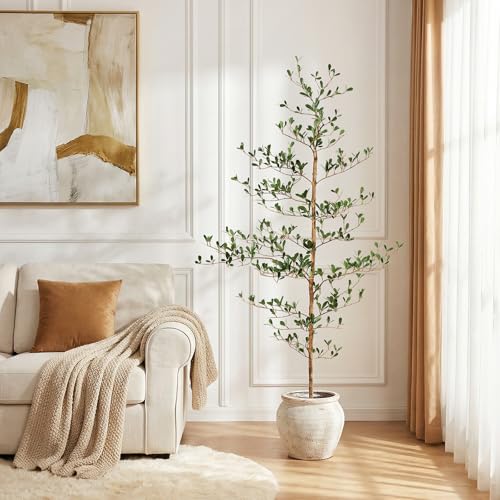 Verinatural Artificial Black Olive Tree 5ft - Shady Lady Real Wood Trunk Faux Olive Trees Indoor Outdoor Decor - Modern Aesthetic Tall Fake Plants with Pot for Home Living Room Patio Floor - size: 5ft