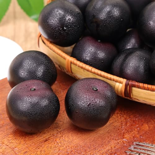 Gresorth 8pcs Artificial Realistic Brin Plum Fake Fruit Home Party Decoration Photography Props Model Simulation Lifelike Black Ornament - color: Brin Plum