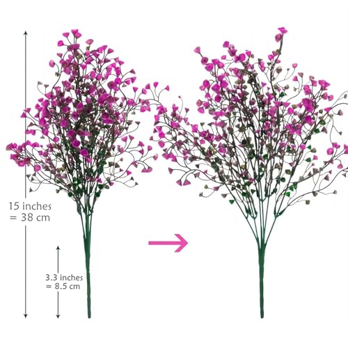 CATTREE Artificial Shrubs Bushes, Plastic Fake Green Plants for Wedding Indoor Decor Home Garden Verandah Kitchen Office Table Centerpieces Arrangements Christmas Decoration Fuchsia 4 pcs - color: Bell Leaves-fuchsia-4 Pcs