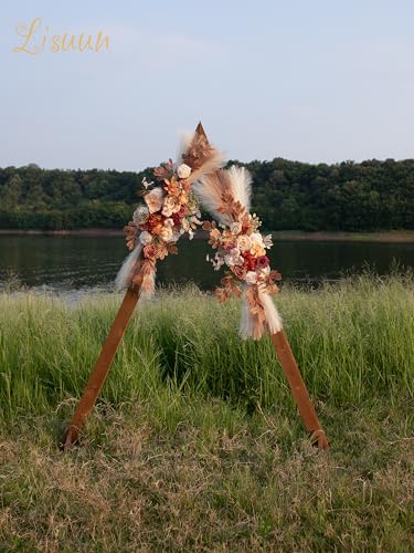 Lisuun Wedding Arch Flowers, Artificial Flowers for Decoration, Large Flower Swag for Boho Styles Wedding Ceremony Floral Decor - Pack of 2 - color: Champagne Pampas