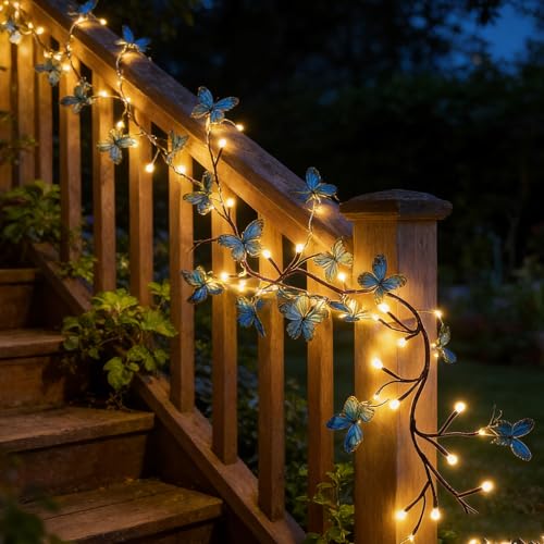 Blue Butterfly LED Tree Branch Lights for Wall, Butterfly Lights Twig Garland Decor with 48 LED Flower String Lights and USB Powered,8Lighting Modes for Indoor Window Wedding Decor (47in) - size: 47in, style: Blue butterfly