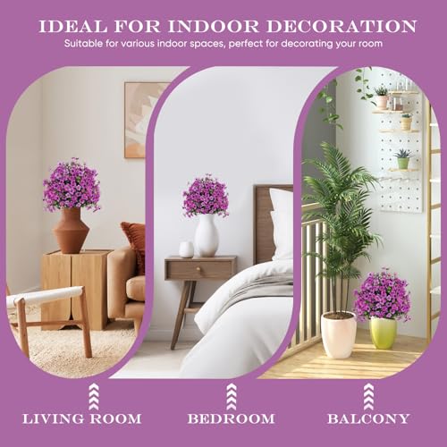 FAJUNZH Artificial Topiary Bushes for Outdoors with Spike, Boxwood Ball Fake Shrubs UV Resistant Faux Plants for Indoor Outdoor Fall Thanksgiving Halloween Decor (Purple Violet) - color: Purple Violet