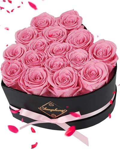 Changshunqi 16 Flowers Preserved Roses Gifts for Women, Pink Forever Flowers Womens Birthday Gifts for Women Wife Friends Preserved Flower Rose Gift for Mom Her Wife gf - color: Blush Pink