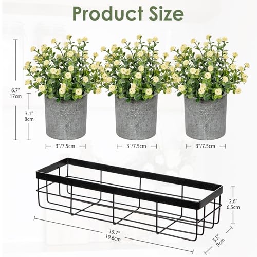 DILATATA Baby's Breath Artificial Flowers Table Centerpiece Decoration Potted Artificial Babys Breath Small Fake Plants for Shelf Desk Home Decor Fake Yellow Babys Breath Flower with Vase - color: Yellow