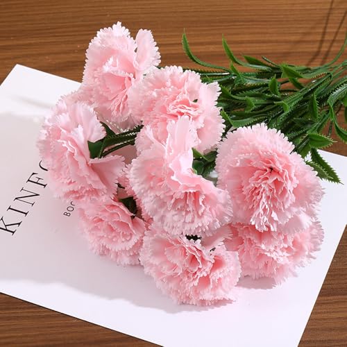 20 Pcs Carnations Bouquets 15Inch Artificial Carnations Flowers,No Fade Artificial Flower, Silk Petals Fake Flowers Forever Plants for Home Party and Wedding Decor (Light Pink)