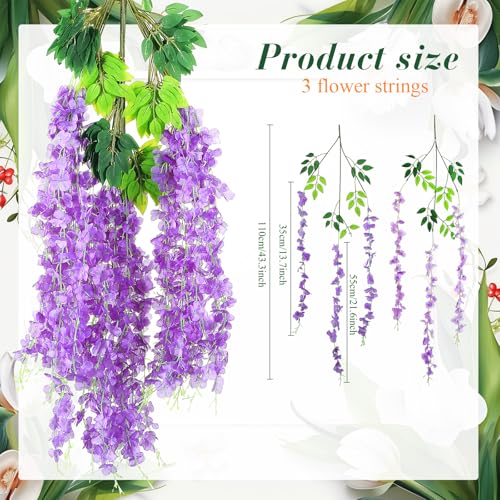 54 Pack Greenery Backdrop with Flowers Include 18 Pcs 16" x 24" Grass Wall Panels Artificial Hedge Boxwood Panels 36 Pcs 3.6 Feet Wisteria Hanging Flowers Garland for Wedding Summer(Purple) - color: Purple