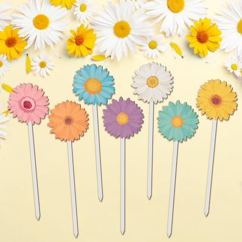 TICIAGA Spring Sunflower Wooden Picks - 14PCS Summer Daisy Wooden Decorative Pick for Home Vase Filler Colorful Flower Floral Picks for Flower Arrangements Spring Theme Farmhouse Decorations for Home - color: Sunflower