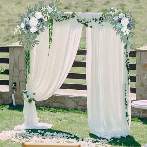 Blue Wedding Arch Flower Swags Set of 2, Artificial Arch Flower for Wedding Reception Ceremony, Bridal Shower, Baby Shower, Photo Backdrop Decorations (Blue) - color: Blue