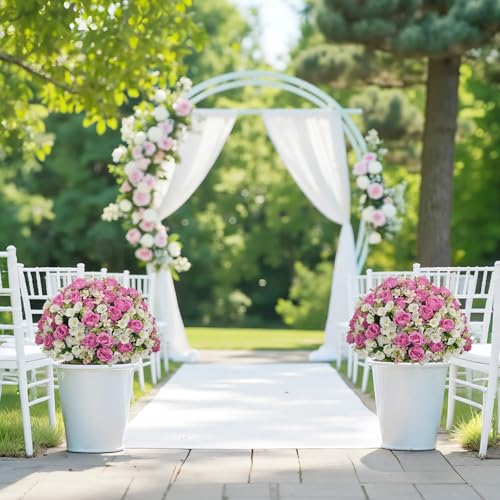 24" Artificial Potted Flowers for Outdoors Set of 2 - UV Resistant Faux Fuchsia Silk Peonies with Eucalyptus Plants in Cement Pots for Outside Front Porch Home Indoor Decor - color: Fuchsia, size: 24" Classic Peony