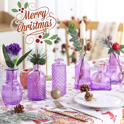Bud Vases for Centerpieces Wedding,Flower Vases in Bulk for Rustic Home Decor,Small Vases for Wedding,Mother's Day,Graduation,Christmas,Birthday Party,Valentine's Day(Purple,15 Pcs) - color: Light Purple, size: 15 pcs