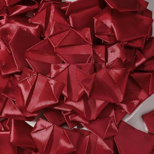 Half-Finished DIY Flower Kit: 100 Pre-Cut Satin Petals to Make Your Own Eternal Roses for Wedding & Party Decorations (Wine Red) - color: 100 Pcs Wine Red