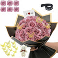 Glitter Roses Bouquet, DIY Fake Glitter Flowers Bouquet, Everlasting Shiny Artificial Red Rose Bouquet, Anniversary, Engagement, Wedding,Pink,12 Roses - color: Pink-12
