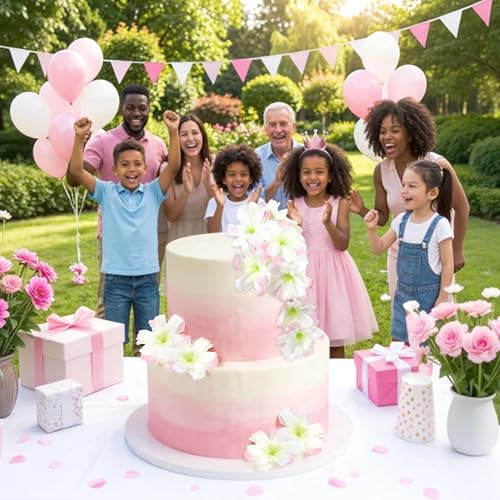 40Pcs Artificial Cherry Blossom Cupcake Toppers Spring Flower Blossoms Cupcake Cherry Flowers Table Decor for Baby Shower Flower Decorations for Wedding Shower Floral Birthday Cake Cupckae Decorations - color: White Cherry