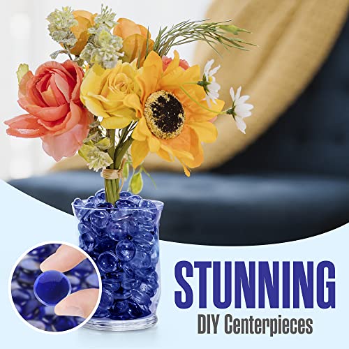 Houseables Glass Beads for Vases, Marbles for Vases, Glass Marbles, Filler, Blue Beads, Flat, Blue Gems, Crafts, Pebbles, Stones, Decorative Rocks, Plants, Florist, Floral, Fishbowl, 10 LBS, 1000PC - color: Blue, size: 10LBS