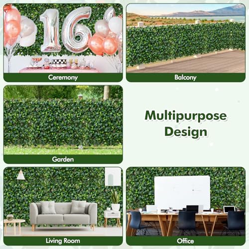 Happygrill Expandable Fence Privacy Screen, Decorative Faux Ivy Fencing Panel for Backdrop, Sun-Protective Indoor Outdoor Artificial Hedge for Garden Balcony Home Patio Decoration (Green Ivy)
