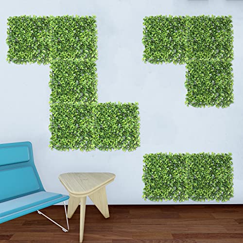 E&K 20" x 20" Artificial Plant Fence Panel Faux Leaves Grass Wall Privacy Screen Panel Decorative for Indoor Outdoor (Lechuguilla, 6 Pcs) - color: Lechuguilla - 01