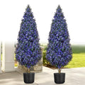 2PACK Topiary Trees Artificial Oudoor Indoor,3.3FT Lavender Purple Faux Potted Plant Fake Shrubs Boxwood Trees with Pot,Spike,Realistic Faux Bushes Evergreen Tree UV Resistant for Front Porch Balcony - style: Multiple