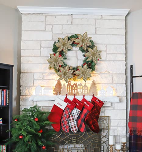 Briful 9'' Christmas Poinsettia Flowers 8PCS Champagne Glitter Artificial Flowers Large Christmas Ornament Flowers for Xmas Tree Wreath Garland Decoration - color: Champagne