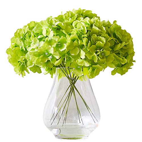 Artificial Hydrangea Flower Heads Hydrangea Silk Flowers Head for Wedding Centerpieces Bouquets DIY Floral Decor Home Decoration,Pack of 10 with Log Stems -Color (Green) - color: 10pcs Green, size: Large