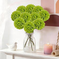 Artificial Chrysanthemum Ball Flowers Hydrangea Arrangement Bouquet Presents Decor 10pcs Without Vase (Green) - color: Green