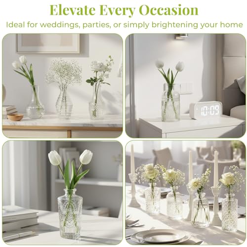 BEAHOT Bud Vase in Bulk - Flower Vases for Wedding Decorations, Glass Vase for Table Decorations, Small Vase for Home, Mother's Day, Centerpieces, Party, Office (32pack,Clear) - color: Clear