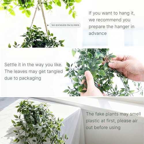 Artificial Hanging Plants for Shelf, Fake Potted Greenery 2-Pack Faux Mandala and Monstera Leaves Vines in Black Pot, Décor for Office Living Room Bathroom Indoor Outdoor - color: 2-pack Mandala and Monstera Vines
