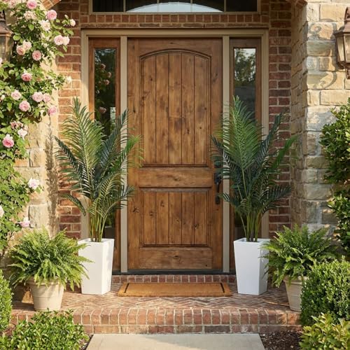 Aveyas 5ft Artificial Palm Tree for Home Decor,5 Feet Faux Plant Fake Silk Tropical Kentia Areca Trees for Indoor Outdoor House Living Room Office Porch Garden(5 ft Tall with Raised Pot)-Set of 2 Pack - color: Palm Tree - 2 Pack (5ft)