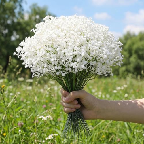 120 Pcs Baby Breath Artificial Flowers Bulk, 11.8inches White Artificial Flowers Baby Breath Gypsophila Flower para Decoracion for Wedding Party Home Garden Decoration