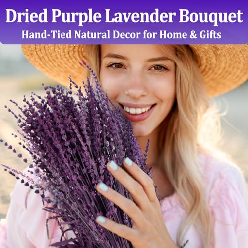 350 Stems 2 Bundles Dried Purple Lavender Flowers, 4.23oz(120g) Preserved Flowers Bouquet, 16'' Purple Lavender Stems for Wedding Home Fragrance Vase Crafts Decor - color: Purple