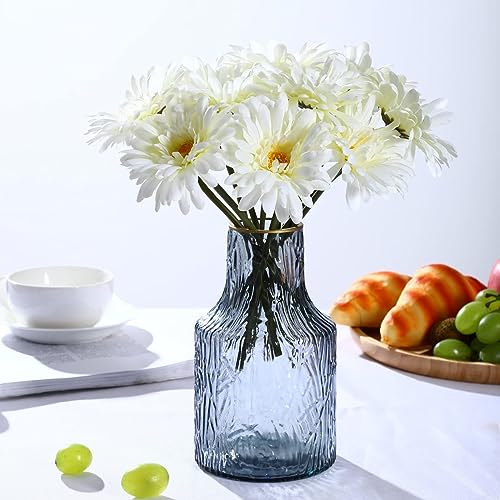TOPIA Artificial African Daisies Flowers African Daisy Silk Flowers Artificial Gerbera Daisies Faux Daisies Pack of 20 (White) - color: White, size: 20pcs