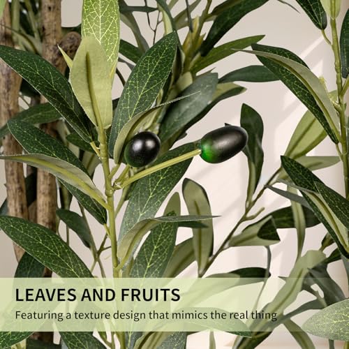 Artificial Olive Trees,6FT Tall Faux Olive Tree with Planter,Fake Olive Tree for Modern Home Office House Living Room Decor - color: Olive Trees Green