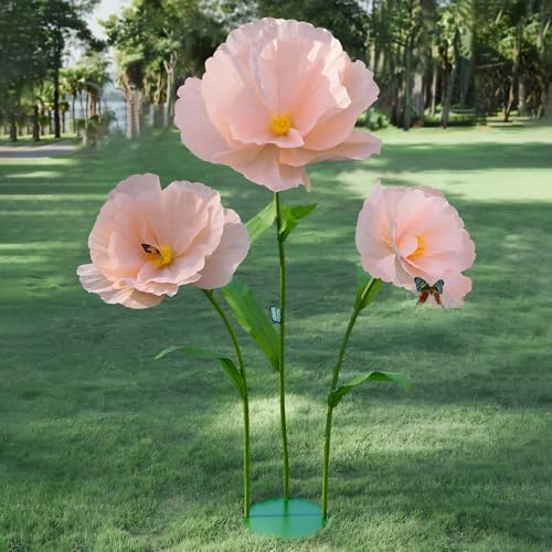 5.8 Ft Giant Artificial Flowers,Large Paper Flower,Huge Poppy Flowers Decoration for Wedding,Hotel,Office,Window Display and Home Farmhouse Decor(Champagne) - color: Light Chanpagne