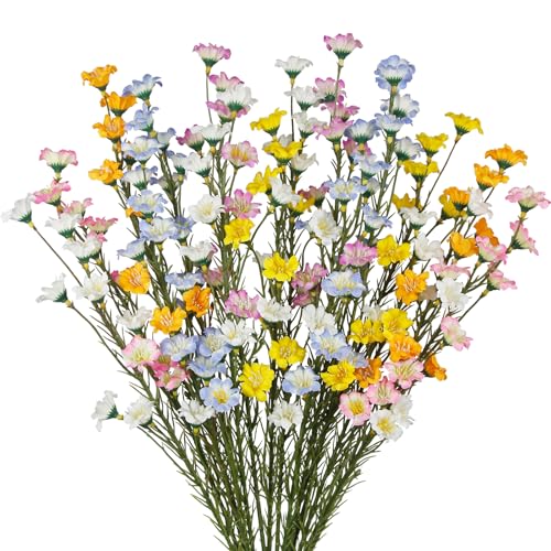 CITYES 16Pcs Artificial Wildflowers with Stems Bulk Silk Spring Flowers Floral Picks Multicolor Fake Forsythia Branches Faux Wildflowers Arrangements for Home Decor Indoor Outdoor Wedding Centerpieces - color: Pink, White, Yellow, Purple Pink, Orange